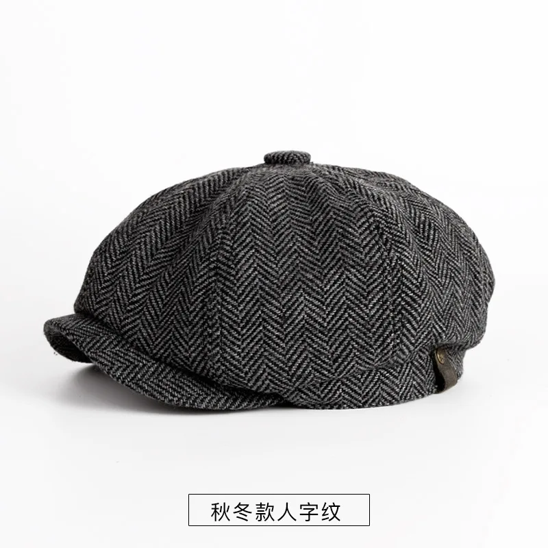 Kaszkiet męski ośmiokątny beret w stylu vintage Szary