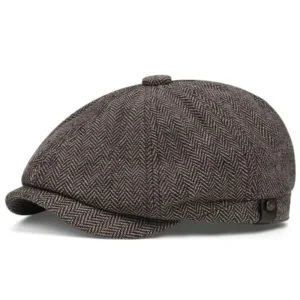 Czapka kaszkiet męski w stylu Peaky Blinders - tweed retro Smt144 coffeea