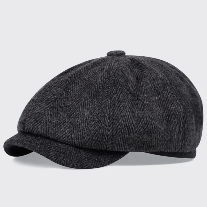 Czapka kaszkiet w stylu Peaky Blinders dla mężczyzn Czarny