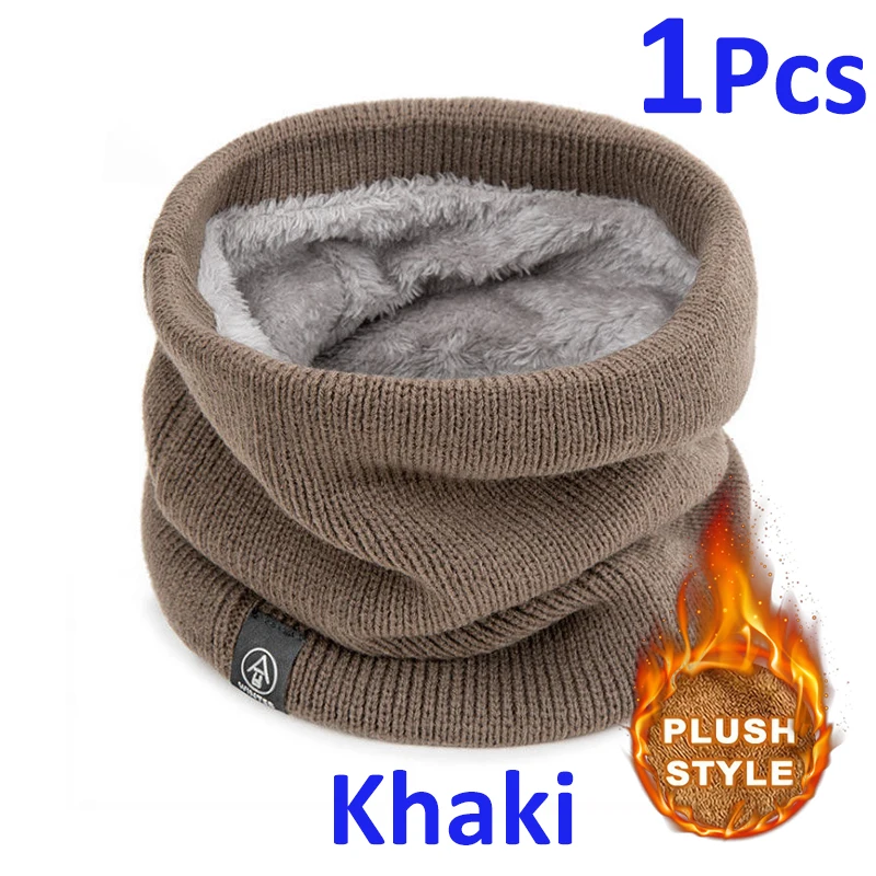 Kaszmirowy komin zimowy unisex — ciepły szalik tuba narciarski z dzianiny Khaki