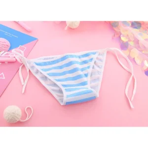 Kawaii figi bawełniane w paski — styl Lolita Czarny