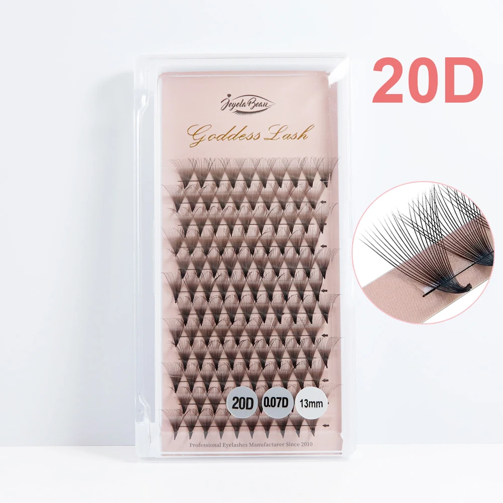 Kępki objętościowe do przedłużania rzęs Faux Mink 5D–20D Złoto
