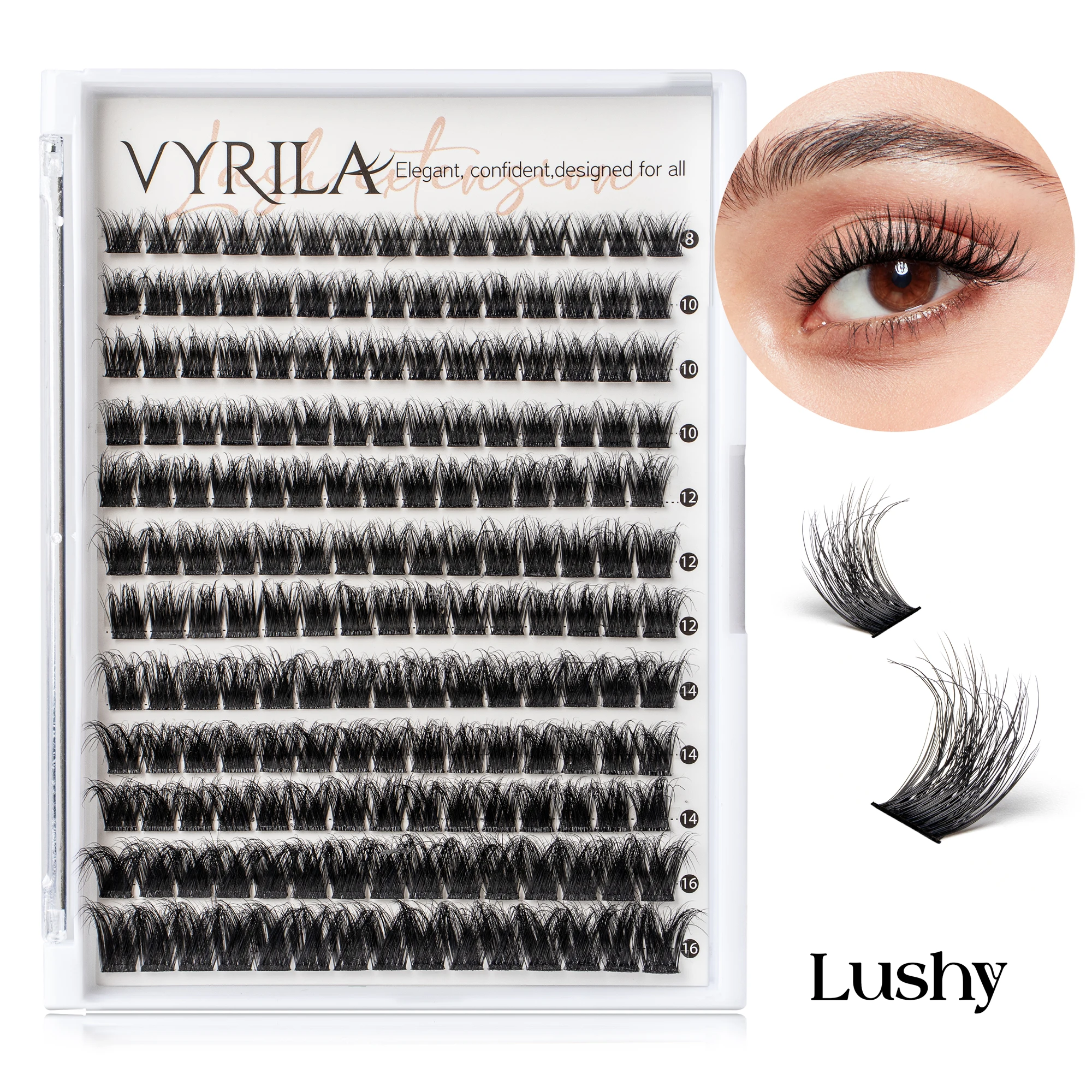 Kępki rzęs C Curl Mix 3D Wispy — wielorazowe klastry do przedłużania rzęs Czarny i czerwony
