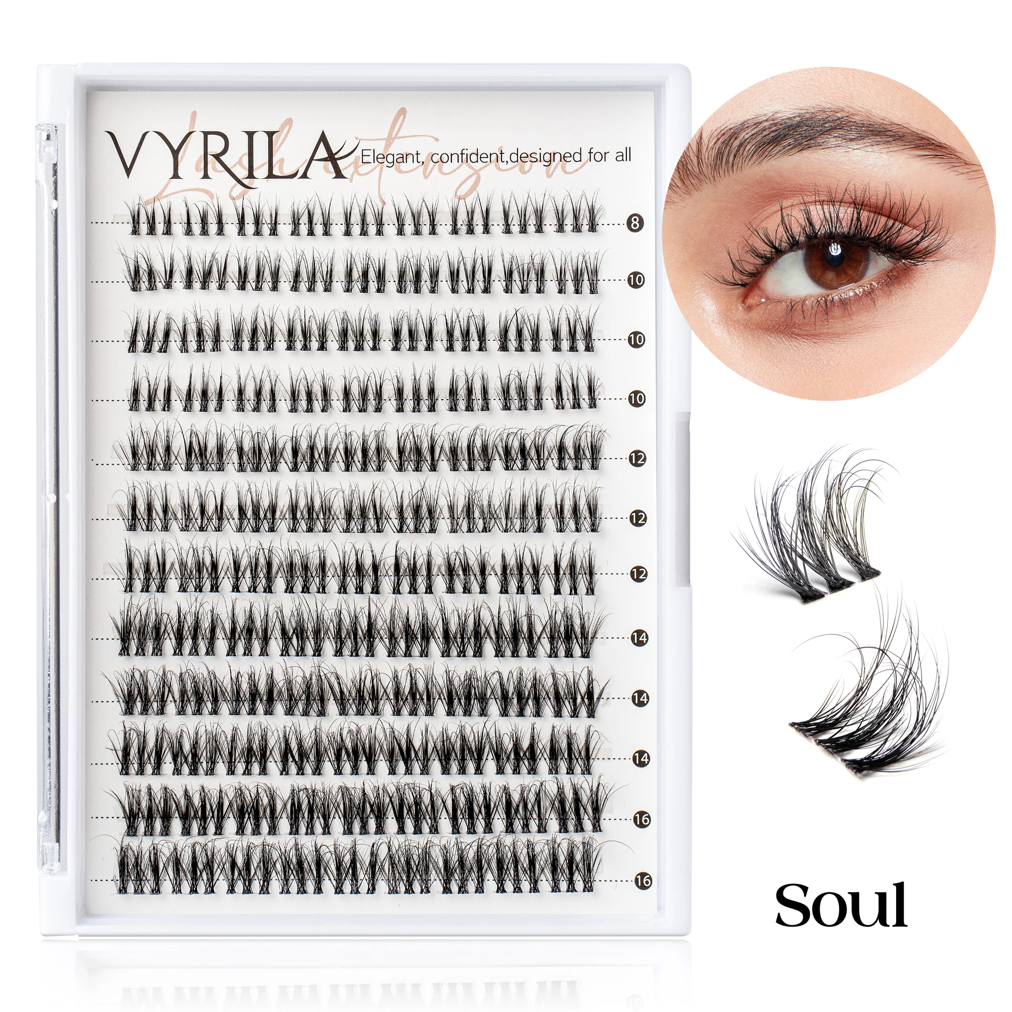 Kępki rzęs C Curl Mix 3D Wispy — wielorazowe klastry do przedłużania rzęs Czarny i srebrny