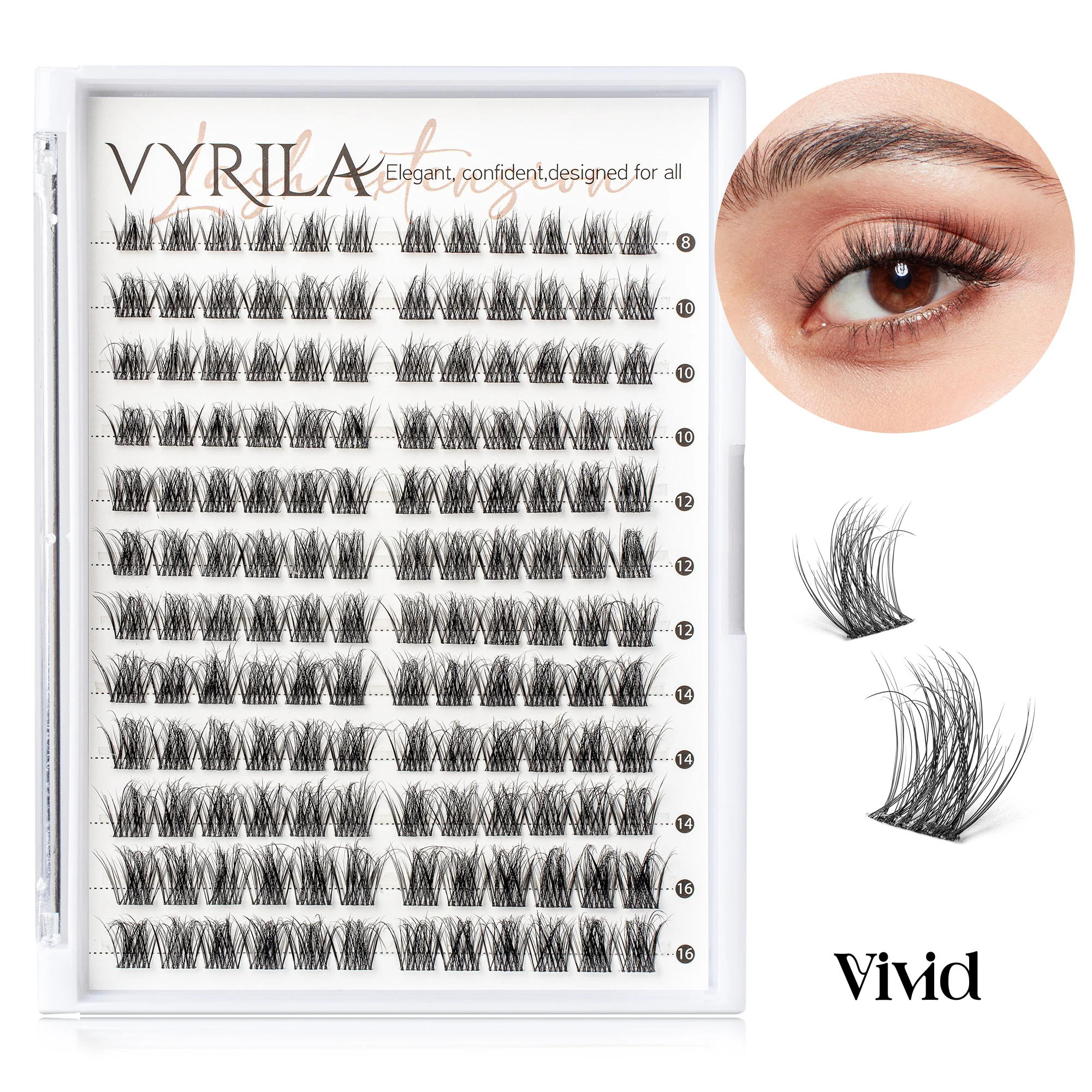 Kępki rzęs C Curl Mix 3D Wispy — wielorazowe klastry do przedłużania rzęs Jasny niebieski