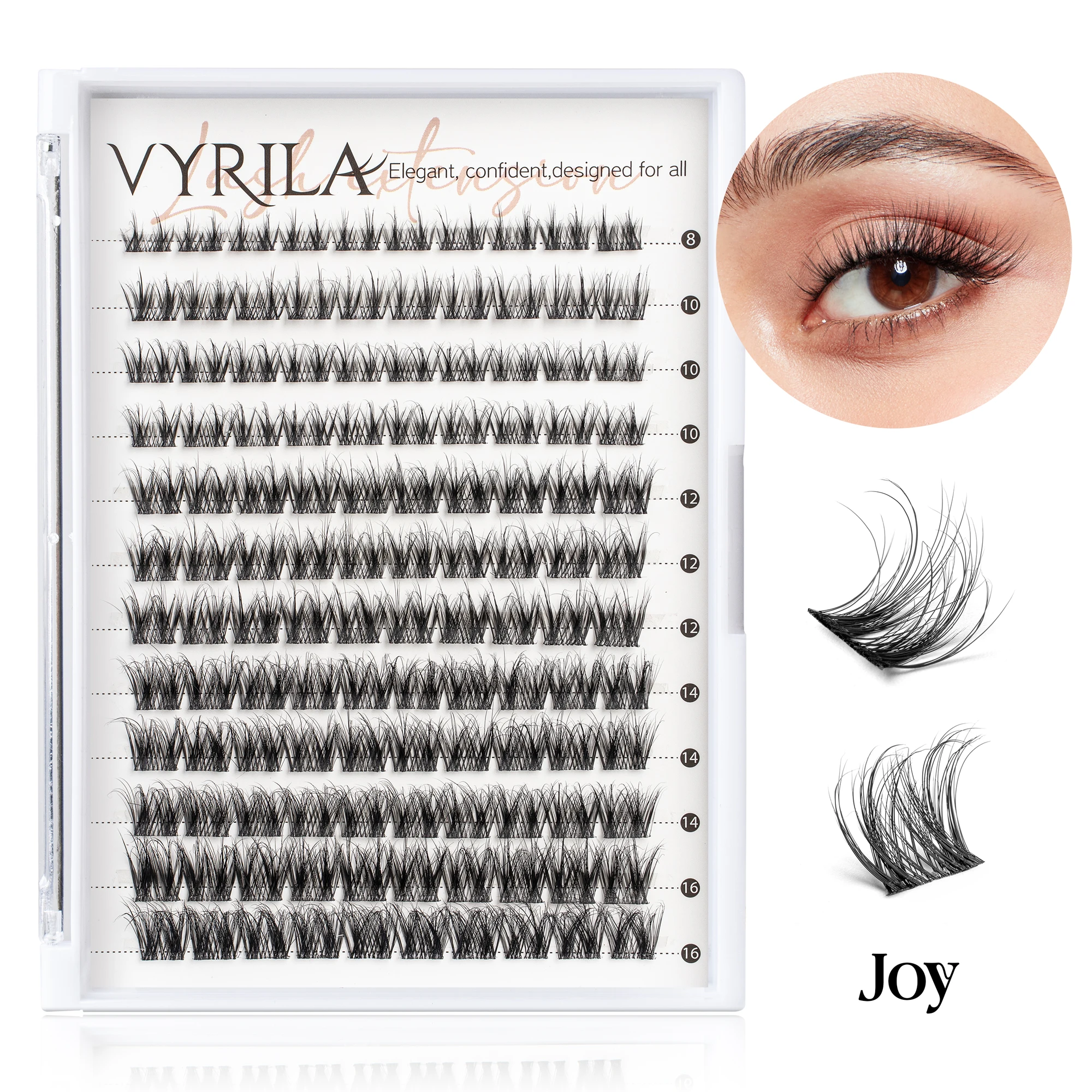 Kępki rzęs C Curl Mix 3D Wispy — wielorazowe klastry do przedłużania rzęs Jasny
