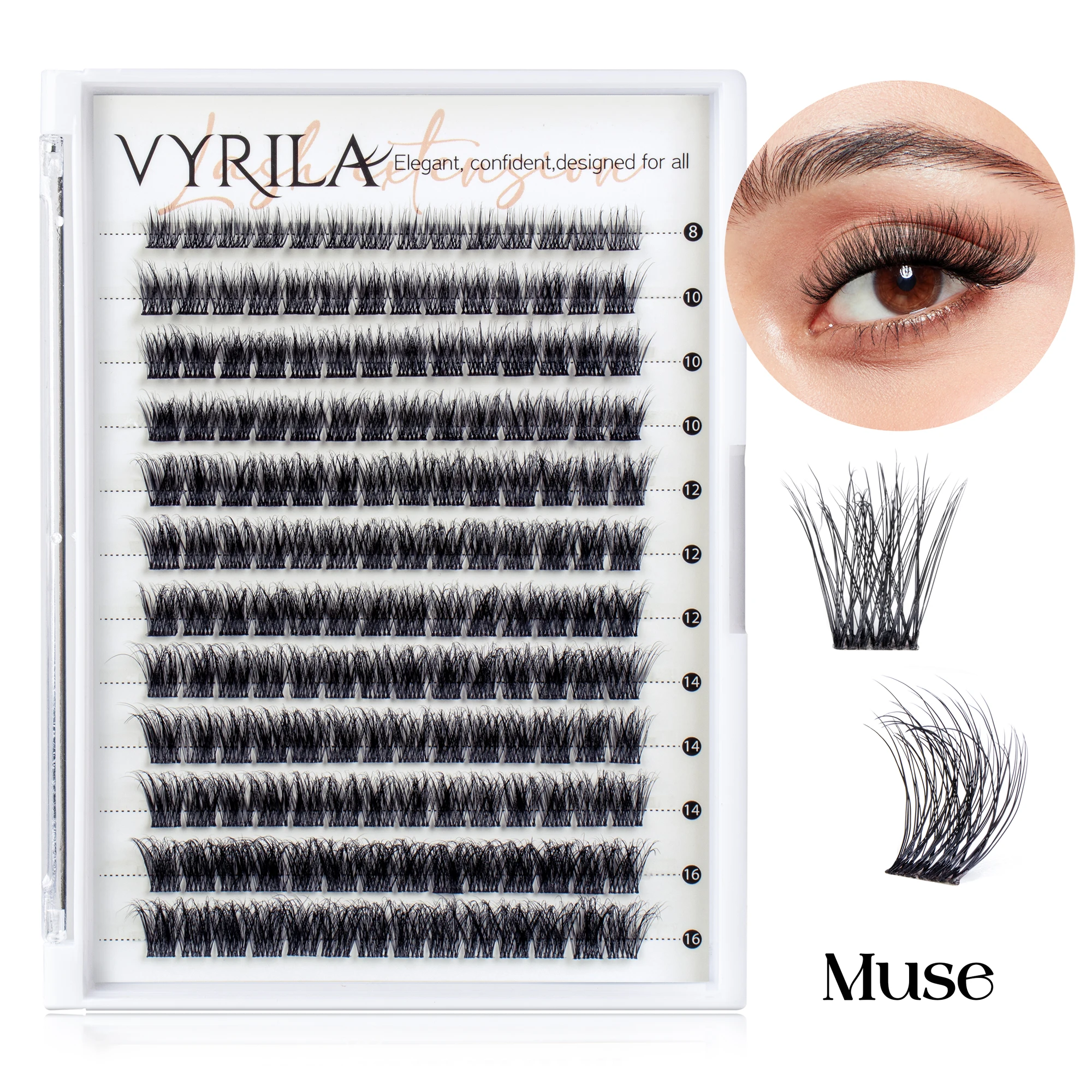 Kępki rzęs C Curl Mix 3D Wispy — wielorazowe klastry do przedłużania rzęs Pomarańczowy