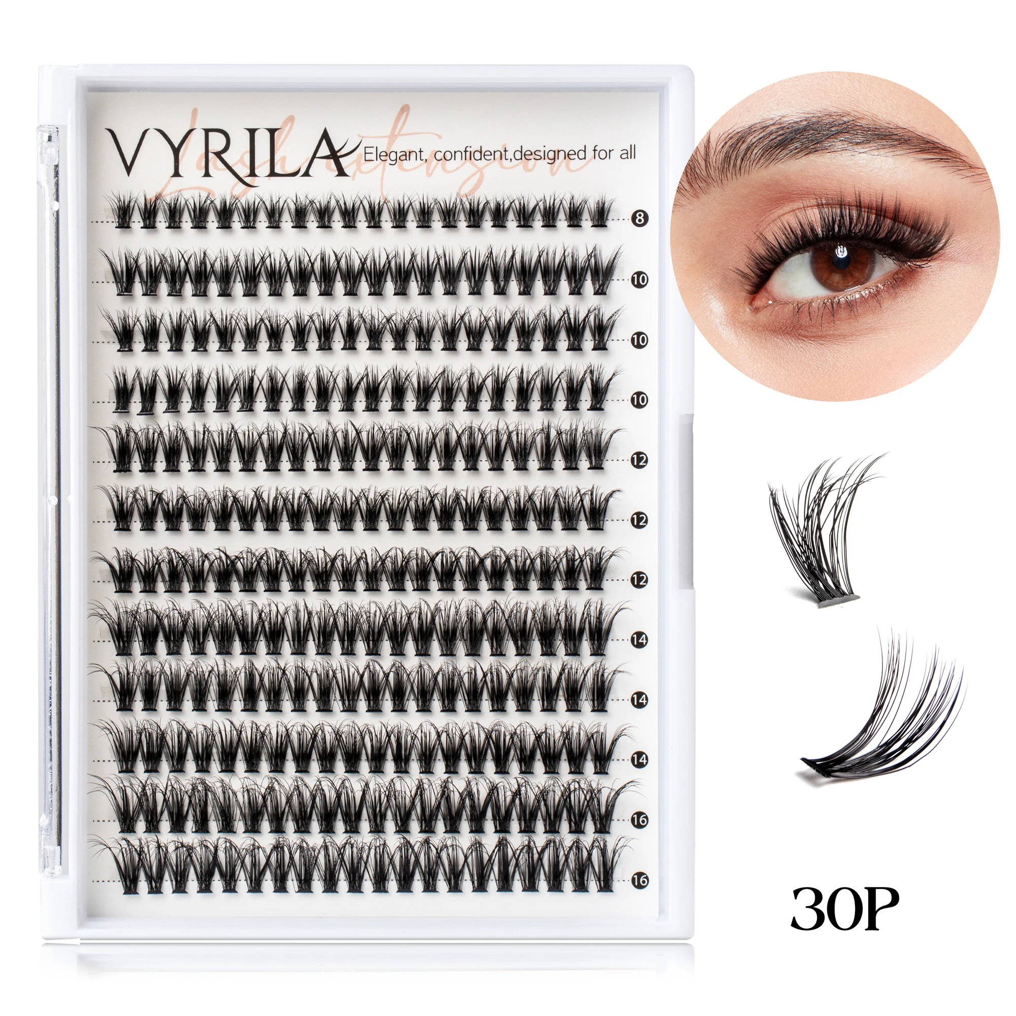 Kępki rzęs C Curl Mix 3D Wispy — wielorazowe klastry do przedłużania rzęs Szczotkowany chrom