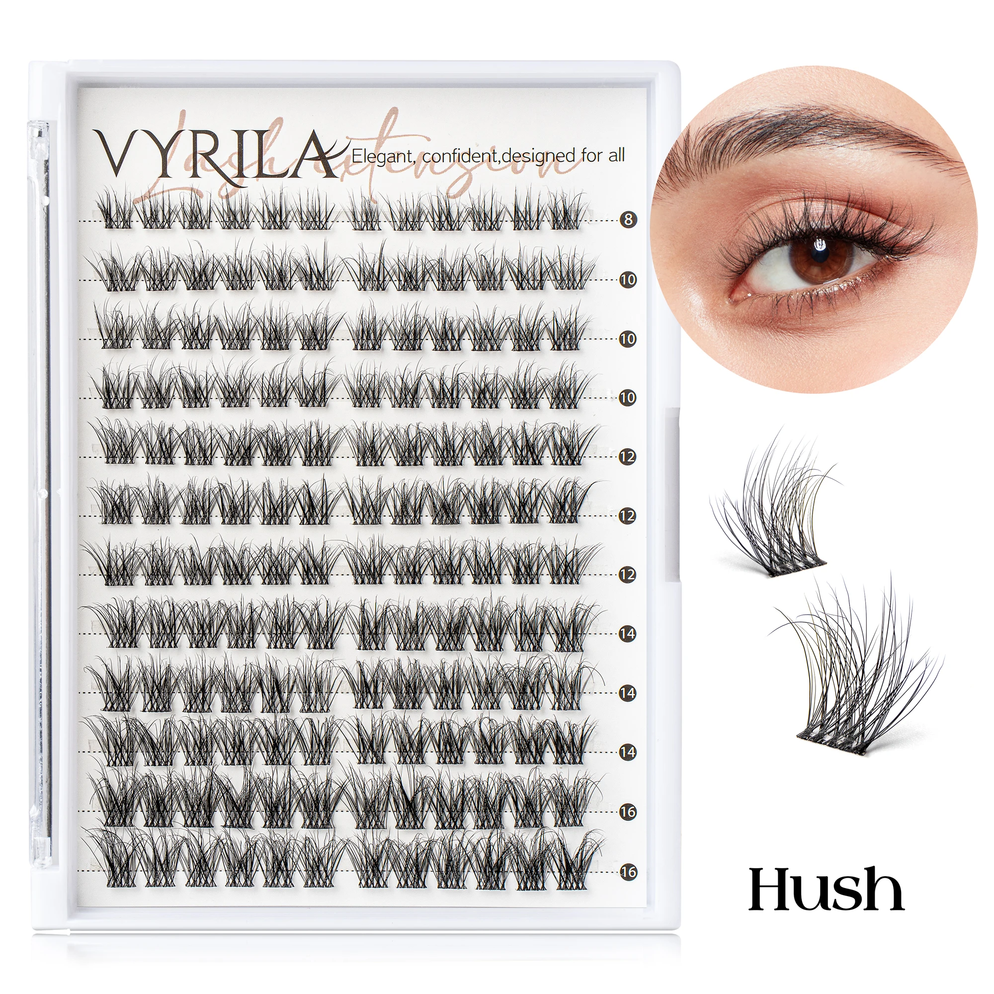 Kępki rzęs C Curl Mix 3D Wispy — wielorazowe klastry do przedłużania rzęs Szczotkowany łupek