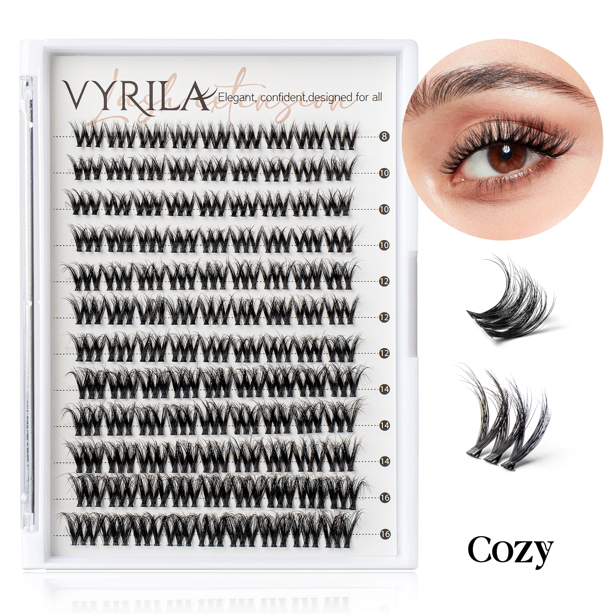 Kępki rzęs C Curl Mix 3D Wispy — wielorazowe klastry do przedłużania rzęs Złoto