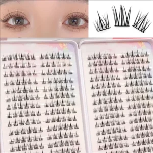 Kępki rzęs Kocie Oko 288 szt - rzęsy skręt C 10-14mm naturalne Ciemny brąz