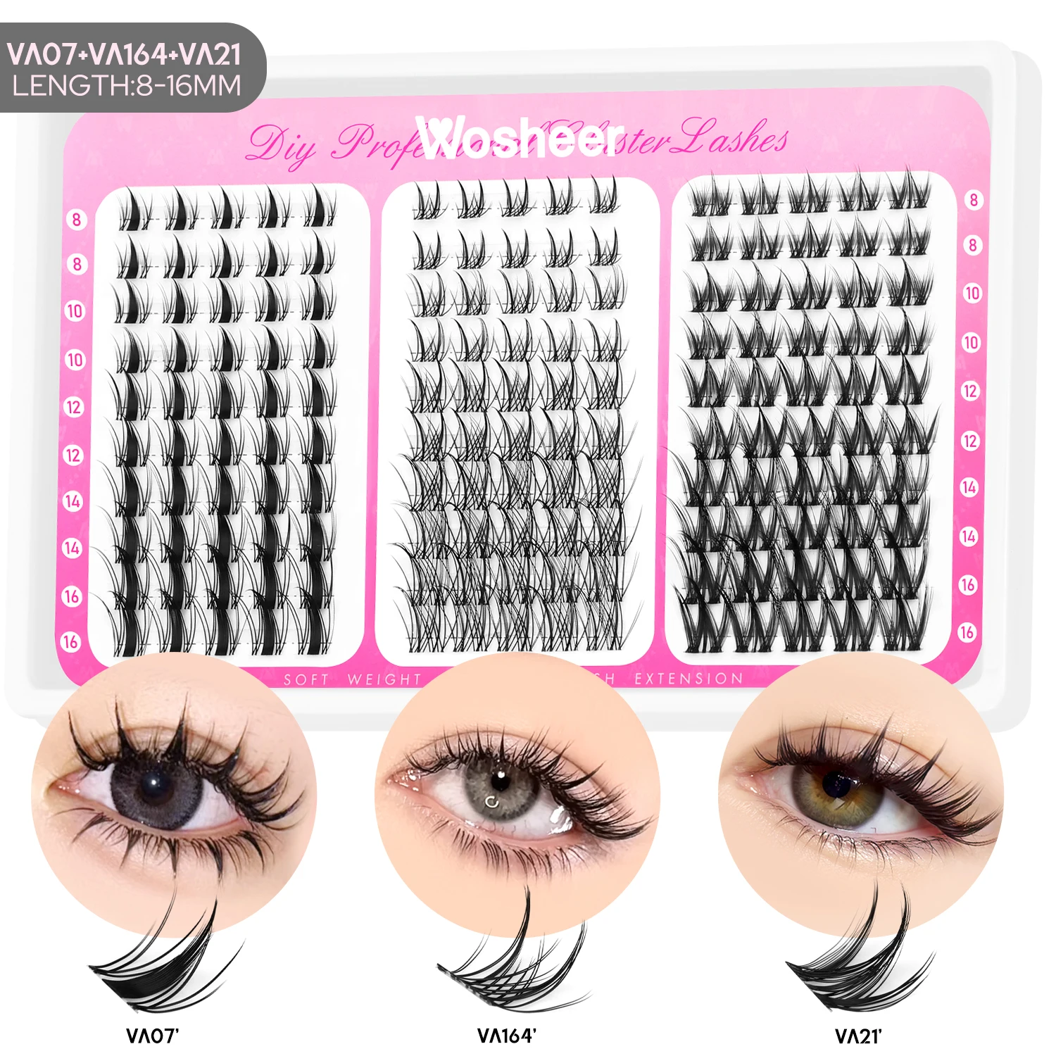Kępkowe rzęsy Wispy Cat Eye — naturalne przedłużenie w kępkach Ciemnoszary
