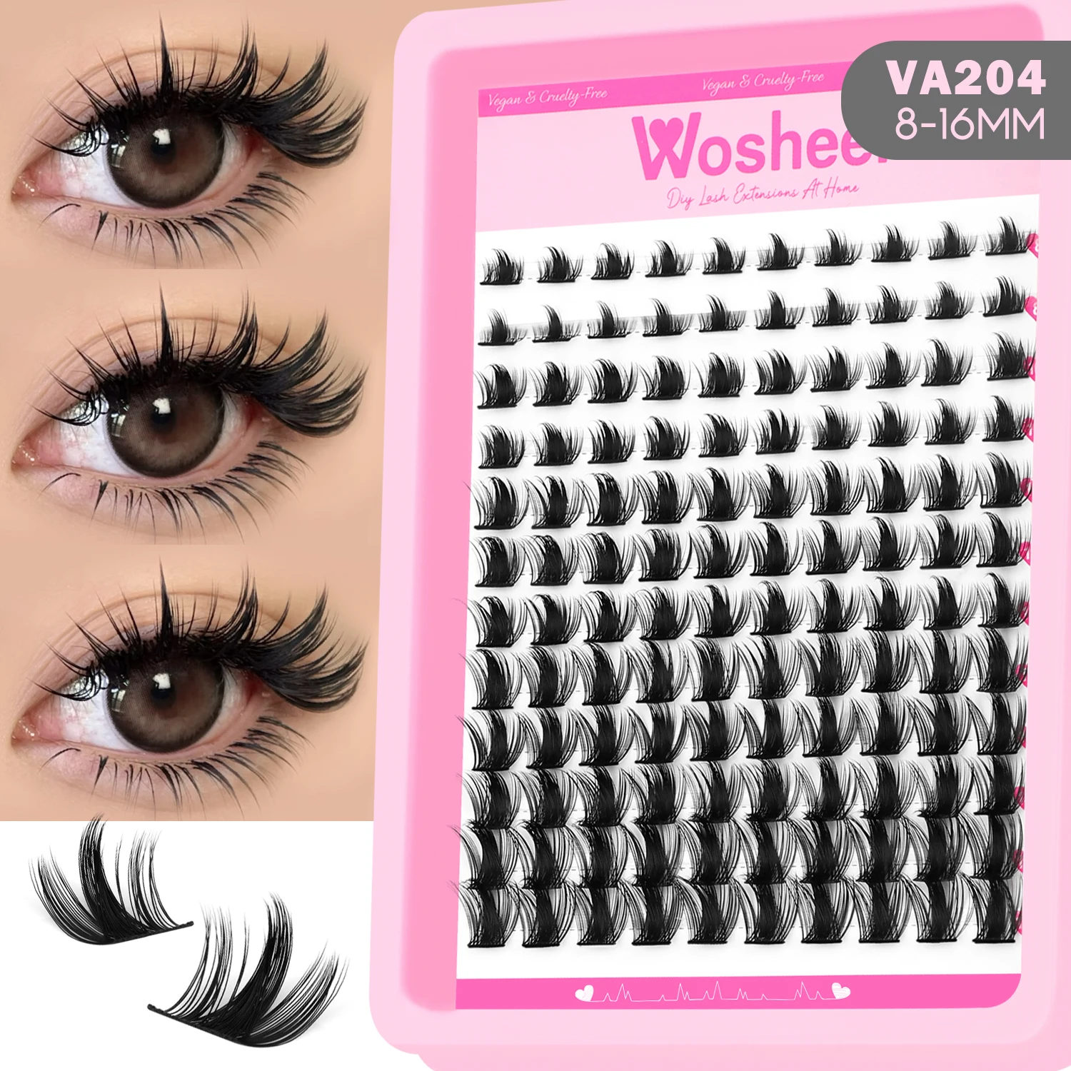Kępkowe rzęsy Wispy Cat Eye — naturalne przedłużenie w kępkach Czarny