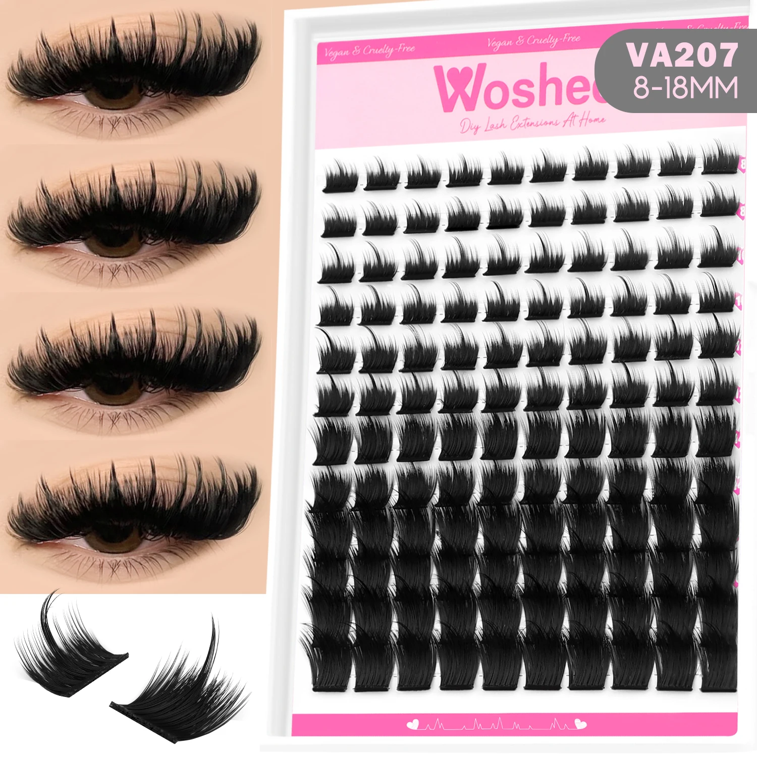 Kępkowe rzęsy Wispy Cat Eye — naturalne przedłużenie w kępkach Zielony