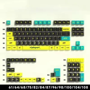 Keycapy Cyberpunk 129 klawiszy PBT – profil Cherry, boczne grawerowanie Brązowy