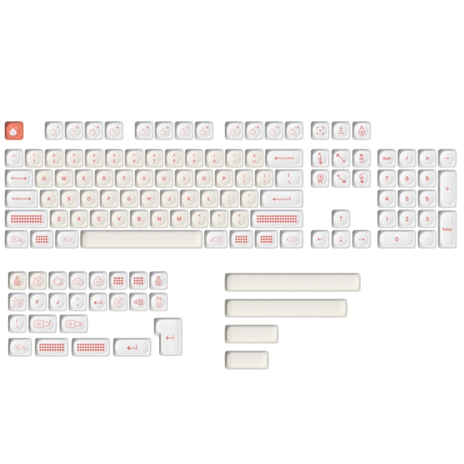 Keycapy MOA PBT z motywem królika niedźwiedzia i kota Kolor kremowy