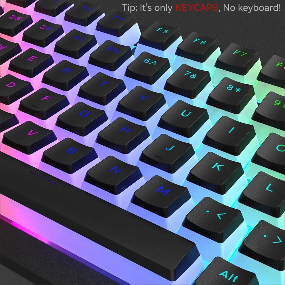 Keycapy PBT Pudding 129 klawiszy Double Shot do klawiatury mechanicznej RGB Czarny