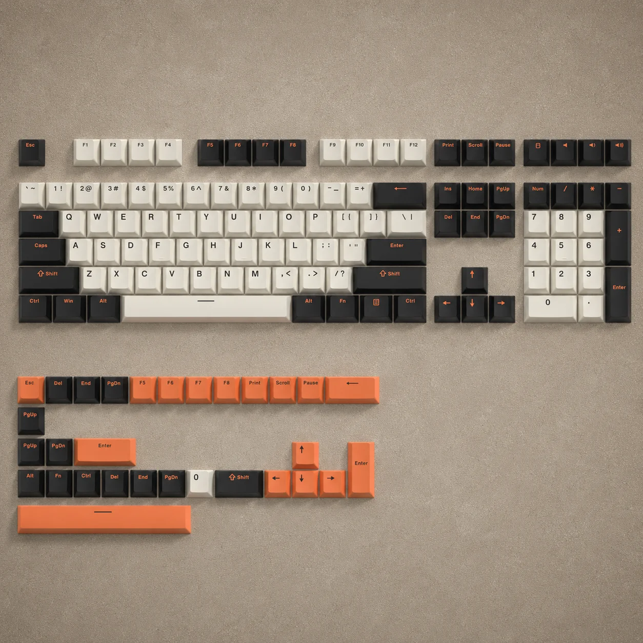 Keycapy PBT Retro 122 klawisze do klawiatury mechanicznej — profil Cherry Beżowy