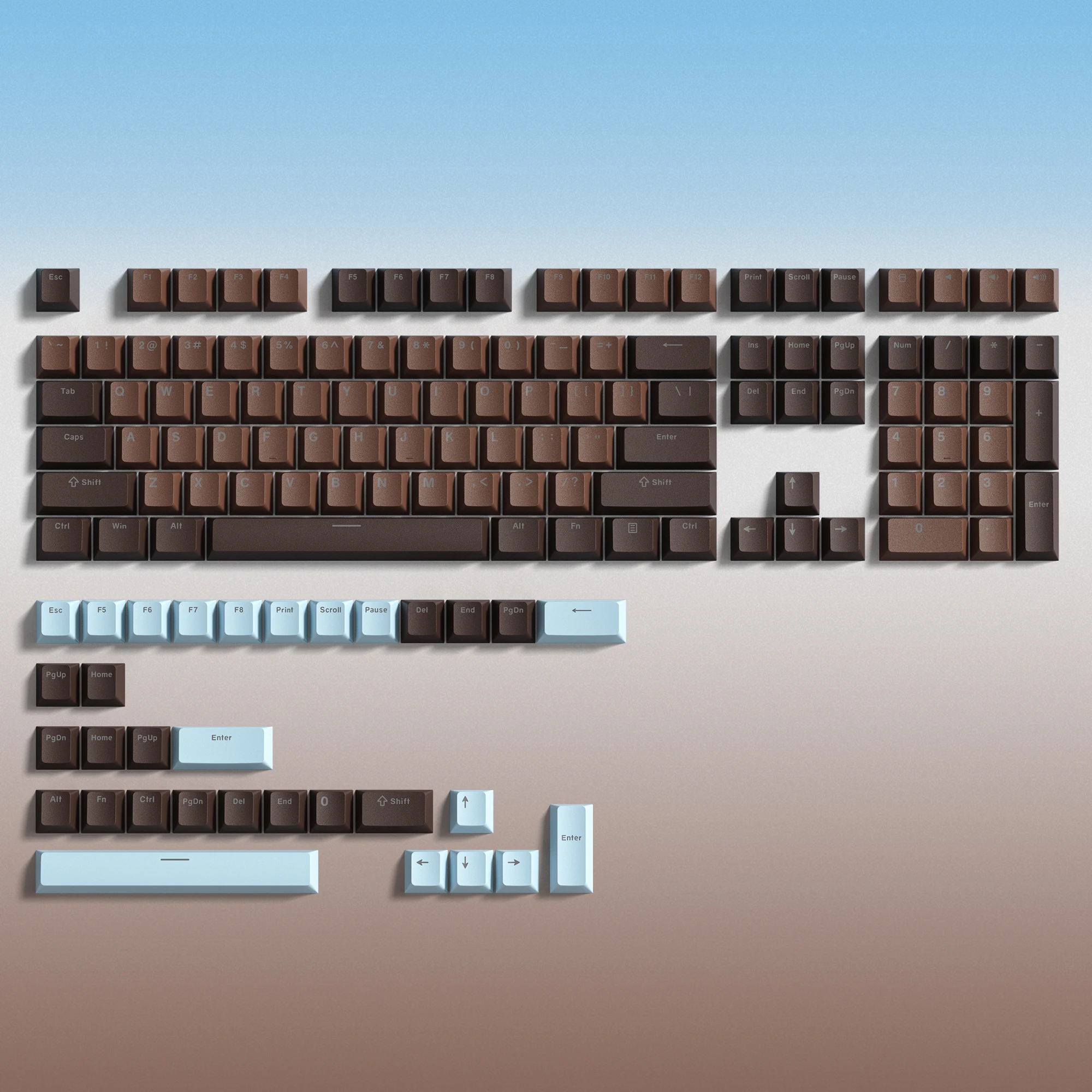Keycapy PBT Retro 122 klawisze do klawiatury mechanicznej — profil Cherry Jasny róż