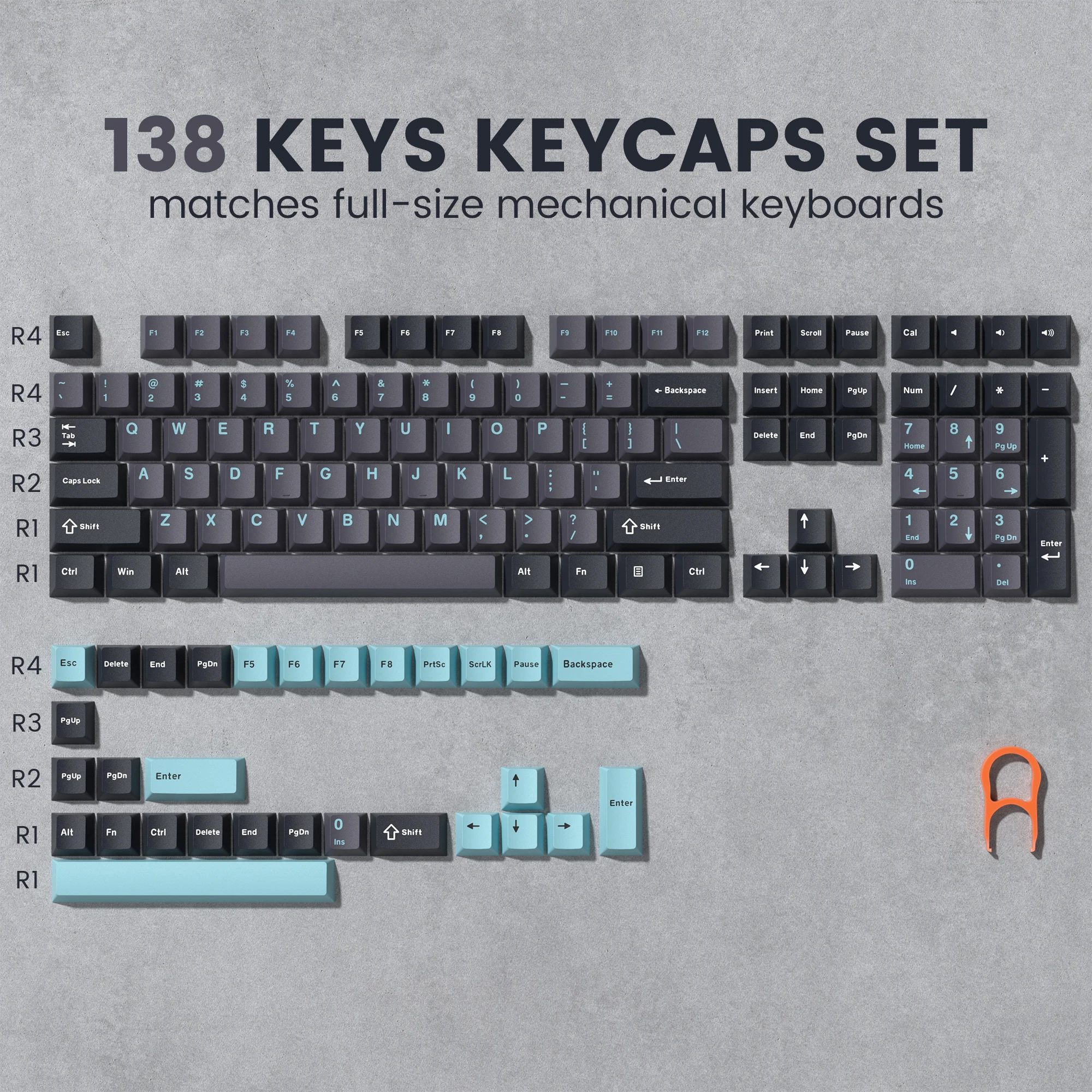 Keycapy PBT Retro 122 klawisze do klawiatury mechanicznej — profil Cherry Oliwekowa zielona