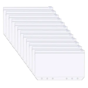 Kieszenie do segregatora A6 z PVC - 12 szt. koperty na budżet Biały