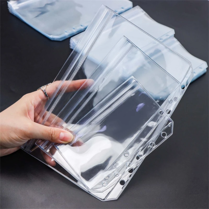 Kieszonki do segregatora A5 A6 A7 wodoodporne PVC zestaw 6 sztuk Szary