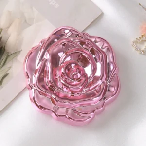 Kieszonkowe lusterko do makijażu retro z różą dwustronne Czarny