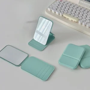 Kieszonkowe lusterko do makijażu w etui ze skóry PU Zielony