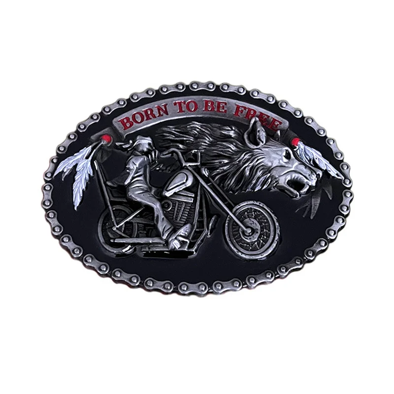 Klamra do paska z głową wilka – styl western motocyklowy Przezroczysty