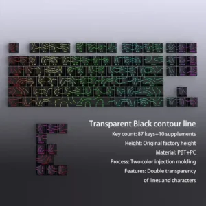 Klawisze PBT Contour 4.0 z grawerem bocznym — 97 klawiszy do klawiatury mechanicznej Czarny