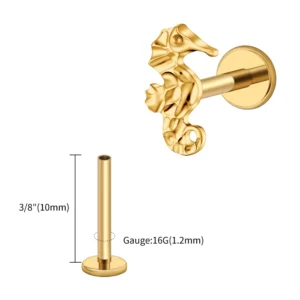 Kolczyk labret z tytanu ASTM F136 płaski tył helix tragus nos Niebieski ocynkowany