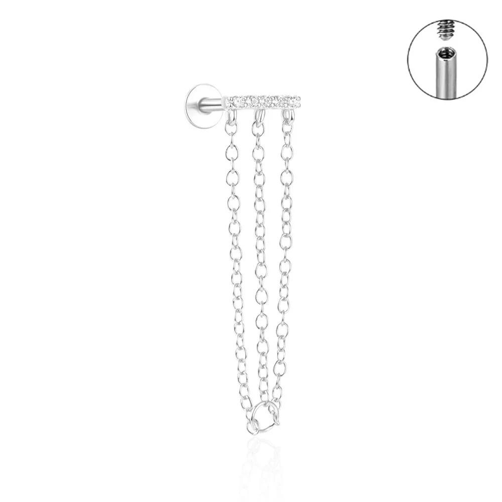Kolczyk do piercingu chrząstki tragus helix na sztyfcie Imitacja rodowana
