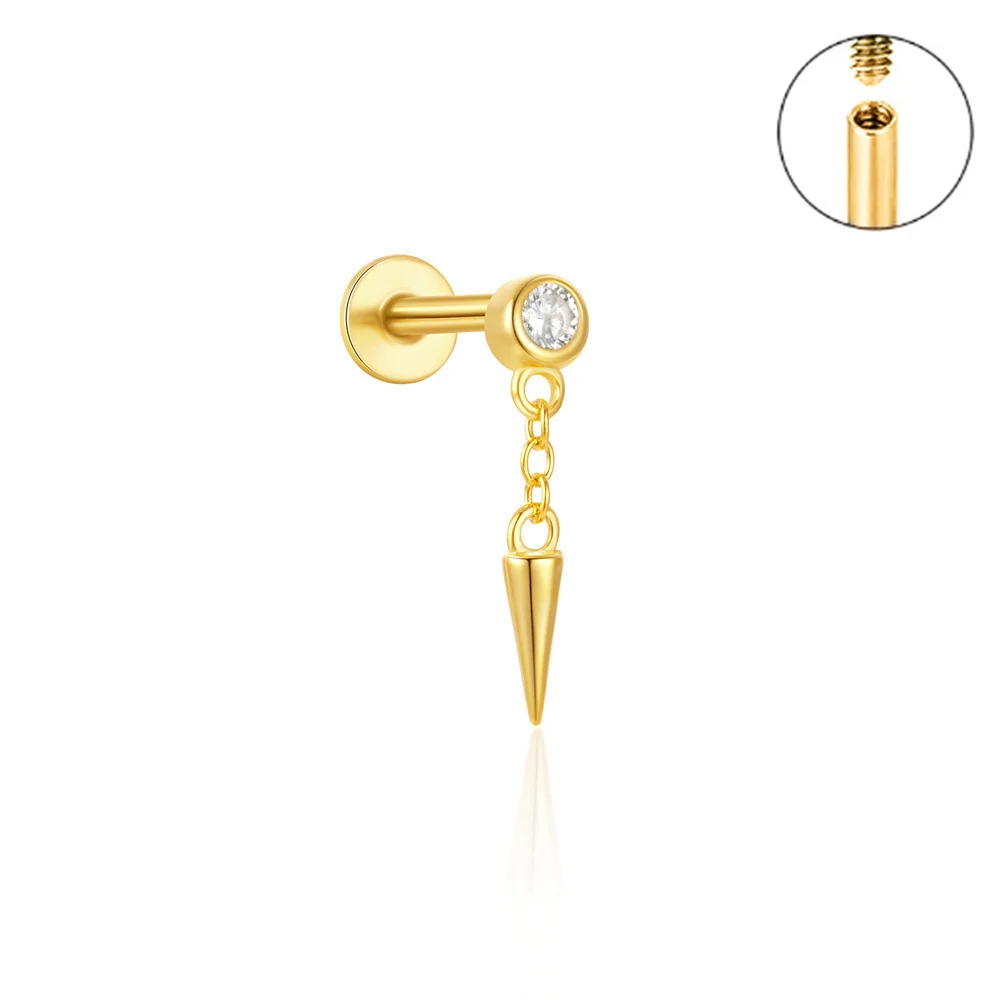 Kolczyk do piercingu chrząstki tragus helix na sztyfcie Kolor różowego złota
