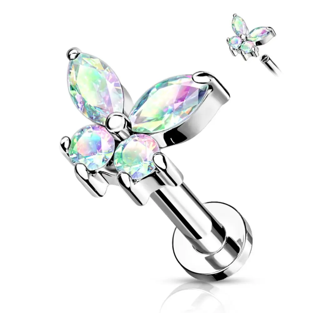 Kolczyk do piercingu chrząstki tragus helix na sztyfcie Srebrny
