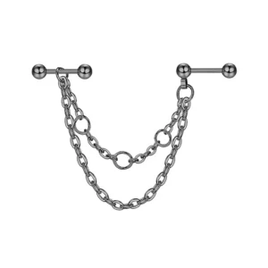 Kolczyk do piercingu tragus łańcuszek z gwiazdką ze stali nierdzewnej Niebieski