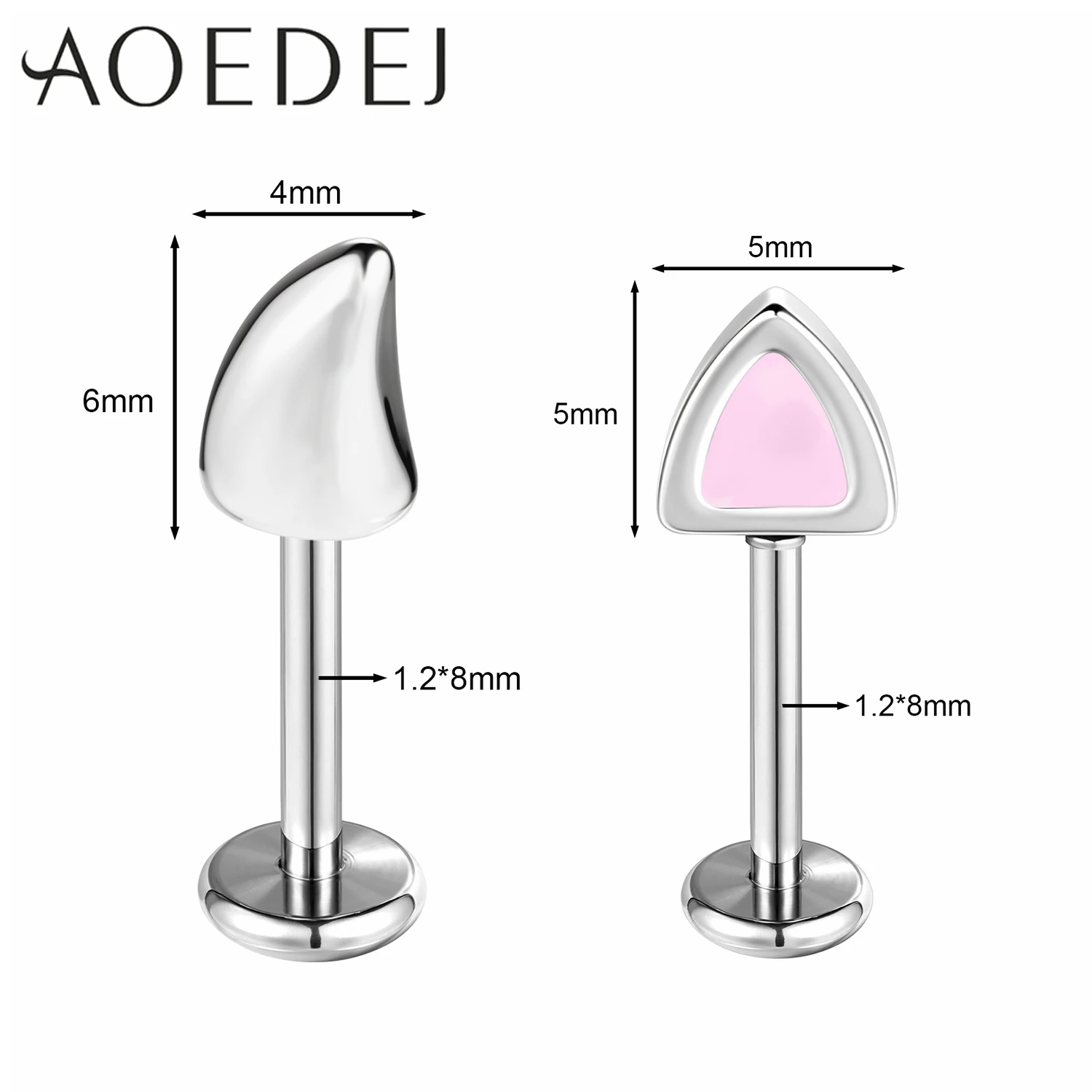 Kolczyk sztyft ze stali z diabelskimi kocimi uszkami 16G Różowy