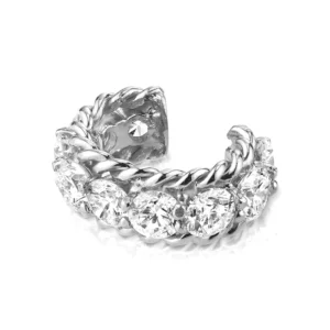 Kolczyki nausznice z perłą i cyrkonią fałszywy piercing bez przekłucia Czarny
