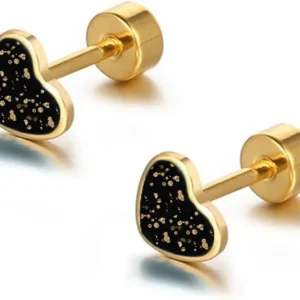 Kolczyki serce tytan 14k złocone hipoalergiczne tragus Kolor jasnożółtego złota