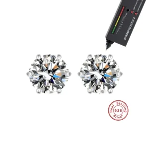 Kolczyki sztyfty Moissanite ze srebra próby 925 Jasnożółty kolor