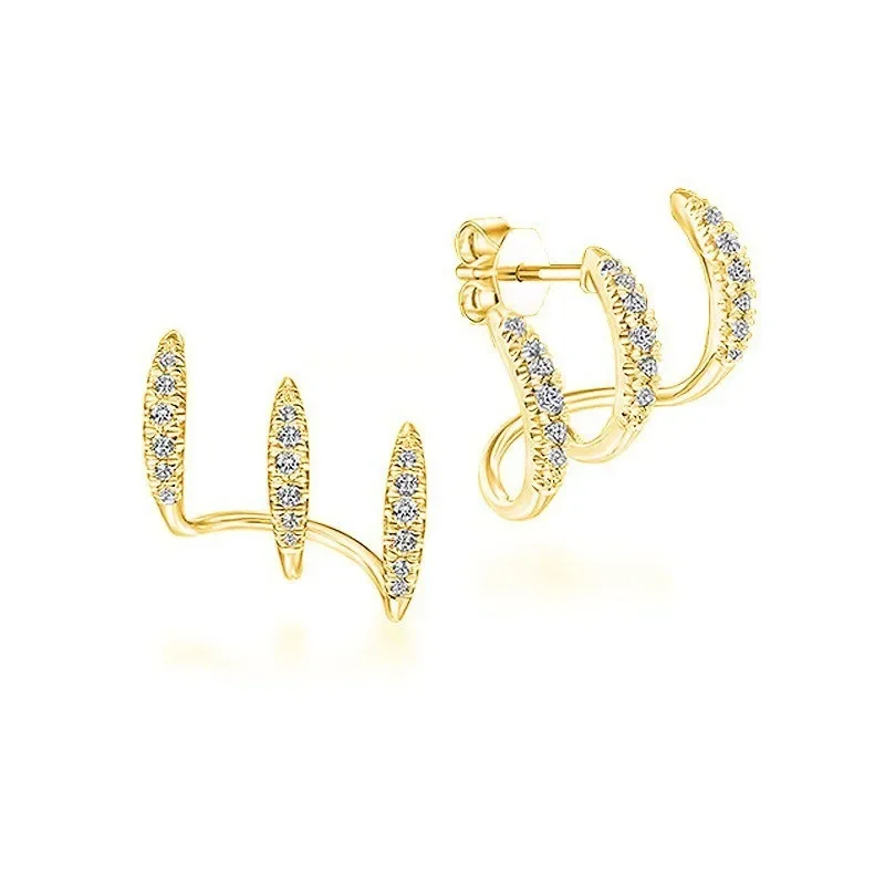 Kolczyki wkrętki z kryształem w złocie i srebrze Gold(in pairs)