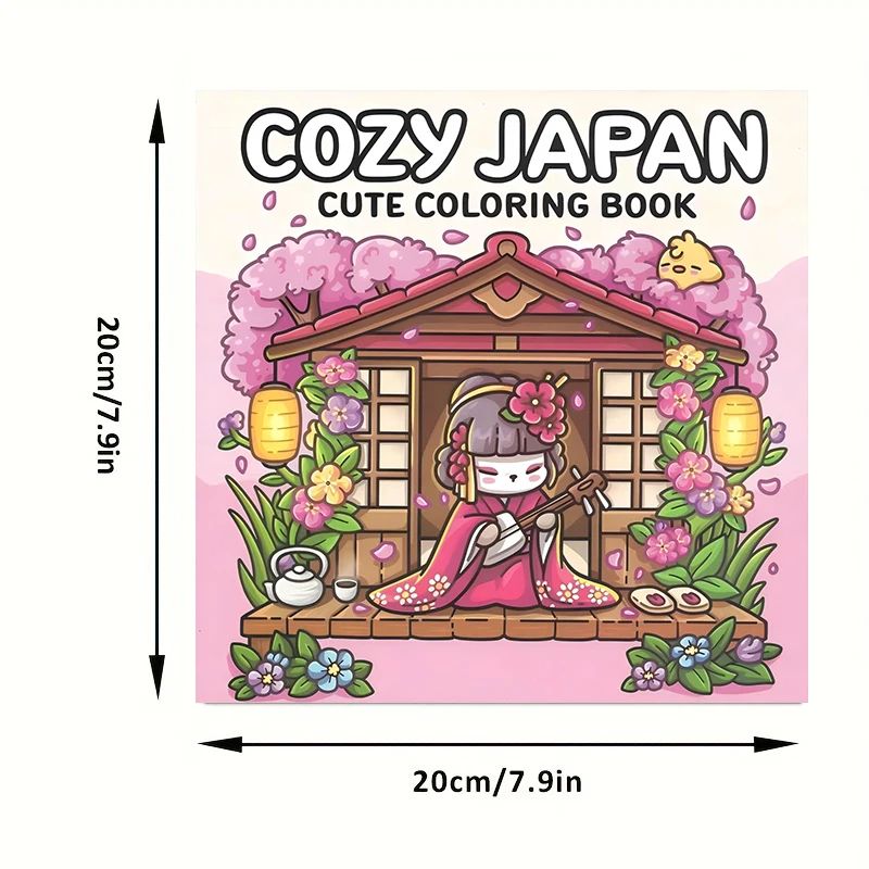 Kolorowanka Cozy Japan dla dorosłych — 28 stron w uroczym stylu Biały