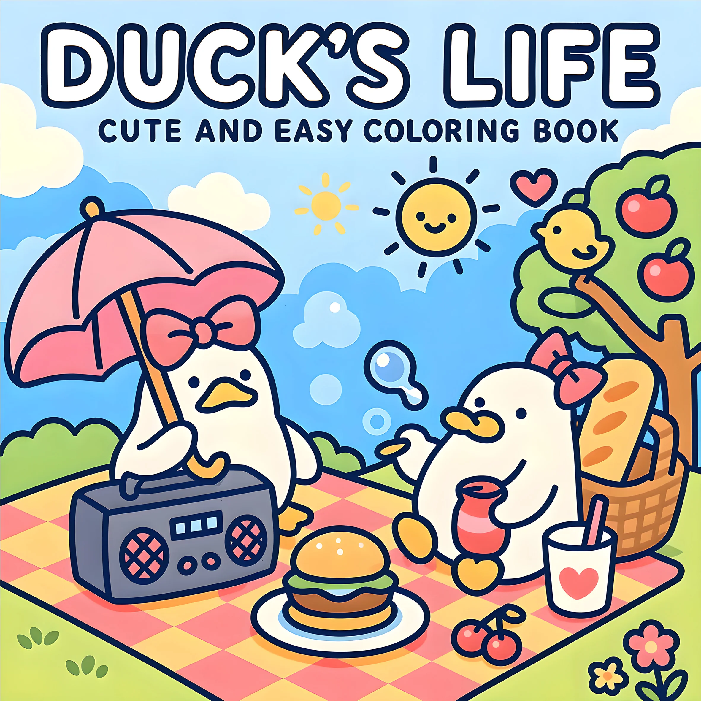 Kolorowanka Duck's Life dla dorosłych z prostymi wzorami kaczek Wielo