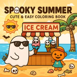 Kolorowanka Spooky Summer dla dorosłych z prostymi wzorami Wielo