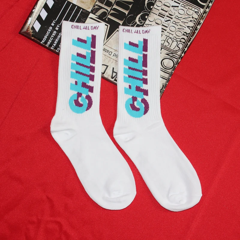 Kolorowe skarpetki bawełniane w stylu retro unisex Biały