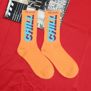 Kolorowe skarpetki bawełniane w stylu retro unisex Pomarańczowy