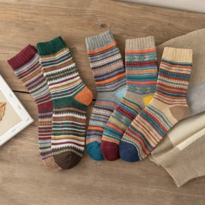 Kolorowe skarpetki w stylu vintage - zestaw 5 par 07