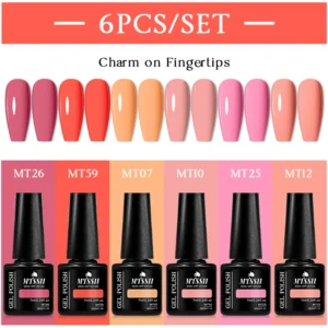 Kolorowy żel do paznokci UV/LED — zestaw 6 sztuk do manicure Kolba