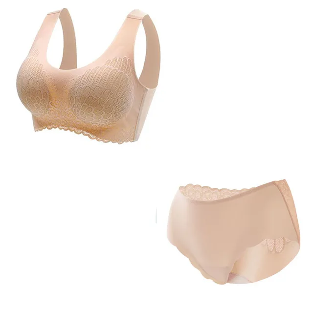 Komplet bielizny dla mam - biustonosz bezszwowy i majtki B057 set4 skin