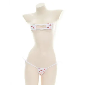 Seksowny komplet bielizny w paski Lolita mini bikini — biustonosz i majtki Szary