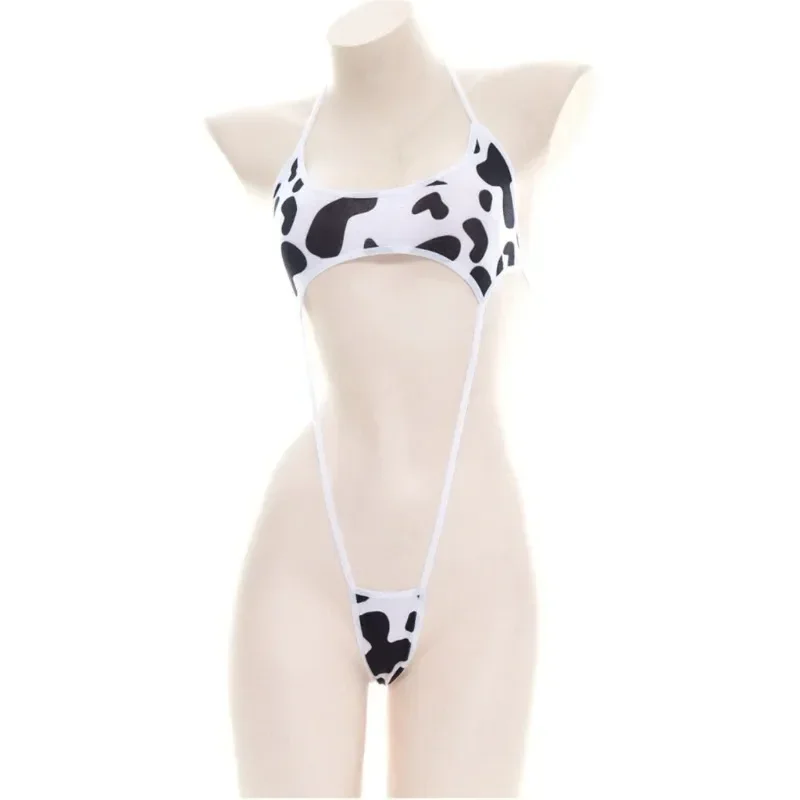 Seksowny komplet bielizny w paski Lolita mini bikini — biustonosz i majtki Zielony